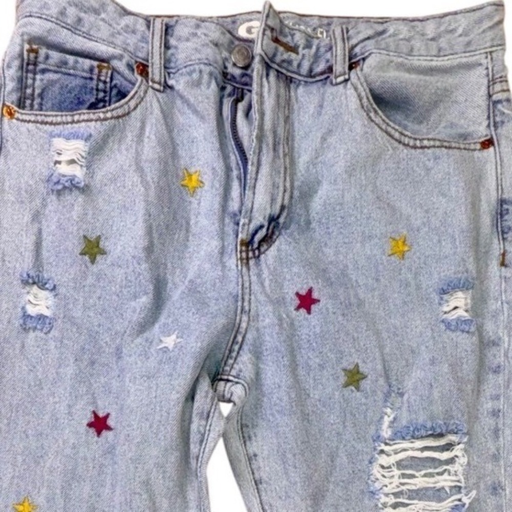 S.O.N.G. Slim Flare Distressed Star Embroidered Jeans Women's‎ 11/30